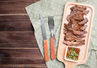 Grilled Beef with tasty sauce,thai food