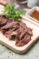 Grilled Beef with tasty sauce,thai food