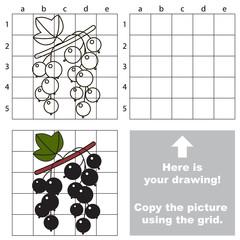 Copy the image using grid. Cartoon berries.