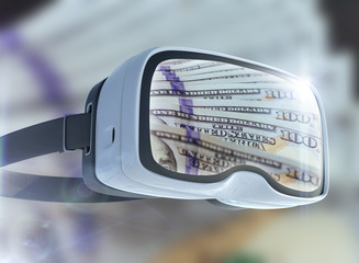 Virtual reality glasses, business, technology, internet and networking concept