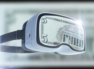 Virtual reality glasses, business, technology, internet and networking concept