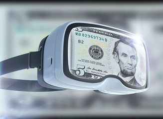 Virtual reality glasses, business, technology, internet and networking concept