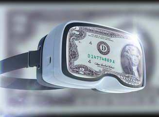 Virtual reality glasses, business, technology, internet and networking concept