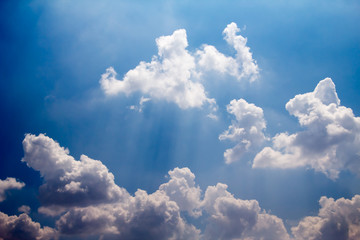 blue sky with cloud closeup. Blue sky with clouds and sun.