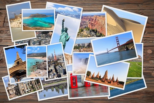 World travel photo stack