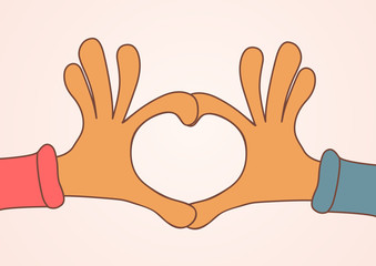 Obraz premium Two hands making heart sign. Love, romantic concept.