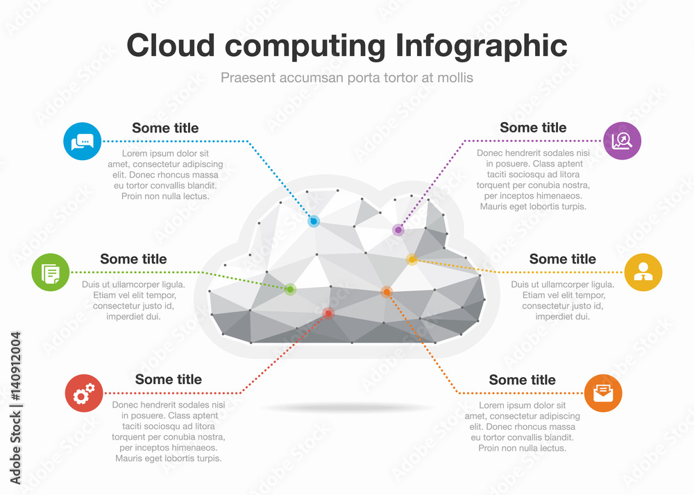 Poster vector infographic cloud computing template.