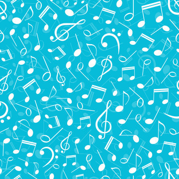 Musical seamless pattern with notes