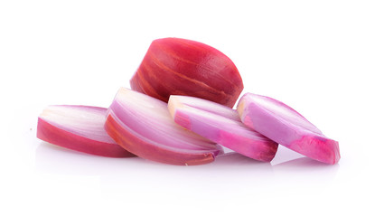 Red onion on white background