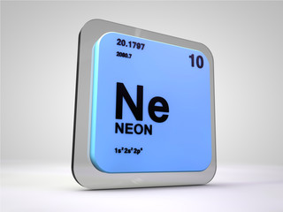 Neon - Ne - chemical element periodic table 3d render