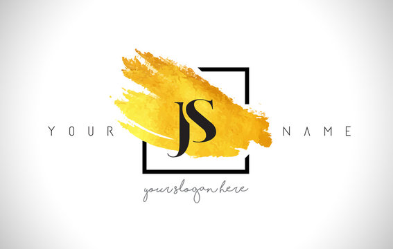 JS Golden Letter Logo Design with Creative Gold Brush Stroke