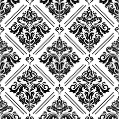 Seamless baroque black and white pattern. Traditional classic orient ornament