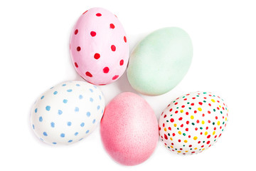 Easter eggs isolated  on white background  with copyspace. Happy Easter!.