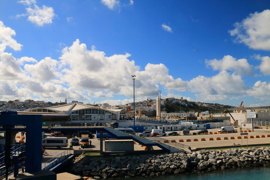 Views from the port of the city of Tangier in Morocco