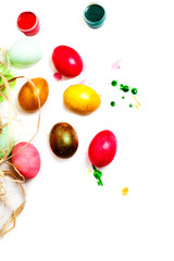 Fototapeta na wymiar Colorful easter eggs isolated on white background close up