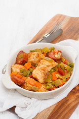 chicken stew with vegetables in dish