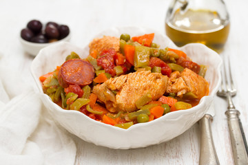 chicken stew with vegetables in dish