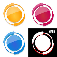 okrągła ikona 3D z blaskiem zestaw © vempireart