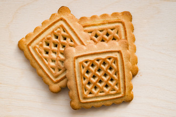 Sweet biscuits square shape closeup