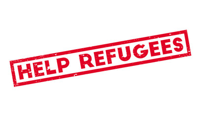 Help Refugees rubber stamp. Grunge design with dust scratches. Effects can be easily removed for a clean, crisp look. Color is easily changed.