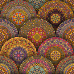 Ornate floral seamless texture, endless pattern with vintage mandala elements.