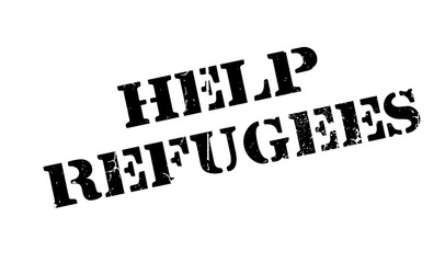 Help Refugees rubber stamp. Grunge design with dust scratches. Effects can be easily removed for a clean, crisp look. Color is easily changed.