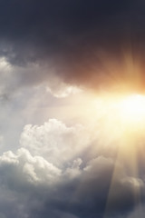 Fototapeta premium Beautiful sky with clouds and sun
