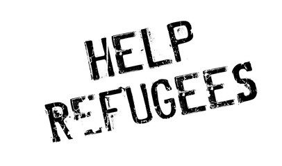 Help Refugees rubber stamp. Grunge design with dust scratches. Effects can be easily removed for a clean, crisp look. Color is easily changed.