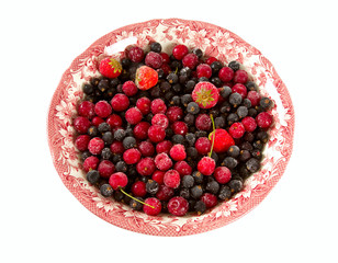 frozen summer berries isolated on white