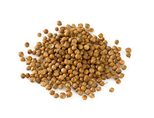 Coriander (cilantro seeds) isolated on white