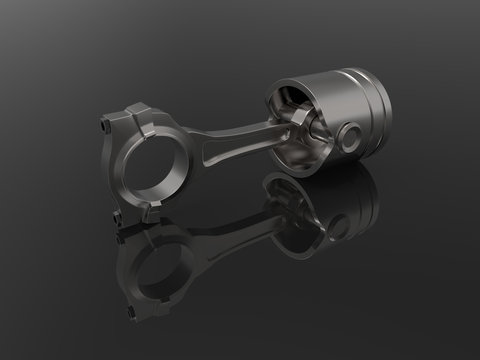 Car parts on background.  Close up of pistons.Piston.3D rendering.