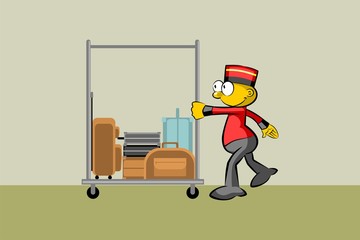 Bellboy and suitcases