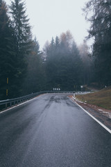Mountain. Top view in the snow with fog, Italian Alps