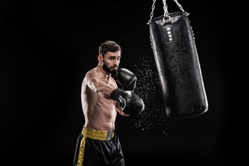 Boxer with punching bag
