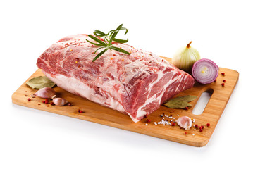 Raw pork on cutting board