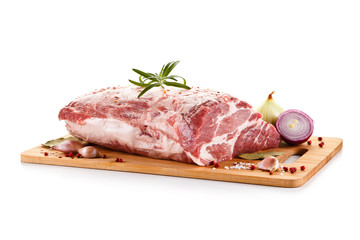 Raw pork on cutting board