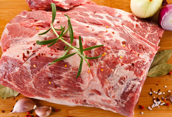 Raw pork on cutting board