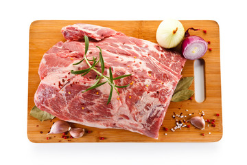 Raw pork on cutting board