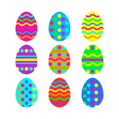 Easter eggs vector icon background. Flat style of colorful eggs. Vector illustration on white