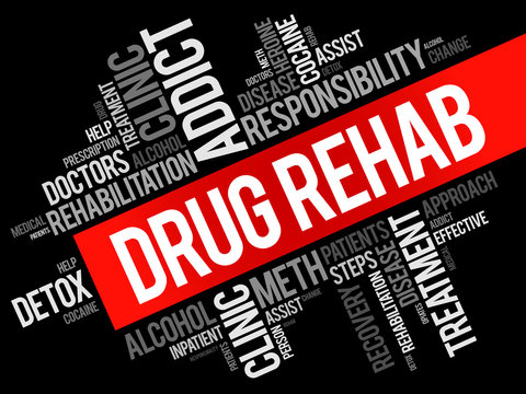 Drug Rehab Word Cloud Collage, Health Concept Background