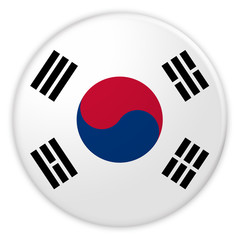 South Korea Flag Button, News Concept Badge, 3d illustration on white background