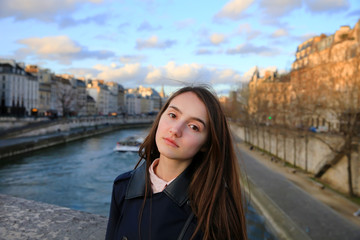 Fototapeta premium Portrait of beautiful girl in Paris, France