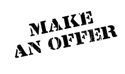 Make An Offer rubber stamp. Grunge design with dust scratches. Effects can be easily removed for a clean, crisp look. Color is easily changed.