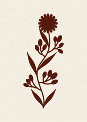 silhouette of plant with leaves. vector illustration