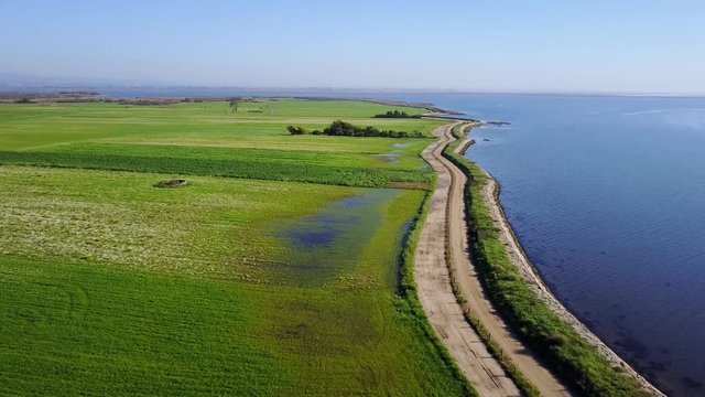 Aerial View of Ameirinhos, rural landscape near the Aveiro Lagoon at Murtosa, Aveiro, Portugal