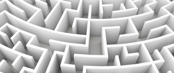 Labyrinth oder Irrgarten mit Ziel im Zentrum - Konzept Aufgabe, Lösung, Ziel, Problem