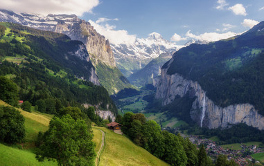 Fototapeta na wymiar Lauterbrunnen Valley - Swiss Alps Oberland area