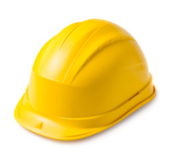 Yellow hard hat isolated on white background