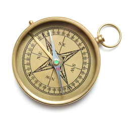 Fototapeta na wymiar compass close up isolated on white background