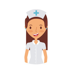woman nurse cartoon icon over white background. colorful design. vector illustration